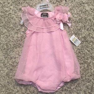 !! NEW Girls Infant Sheer Bodysuit with Ruffles Size 6-9MO Light Pink